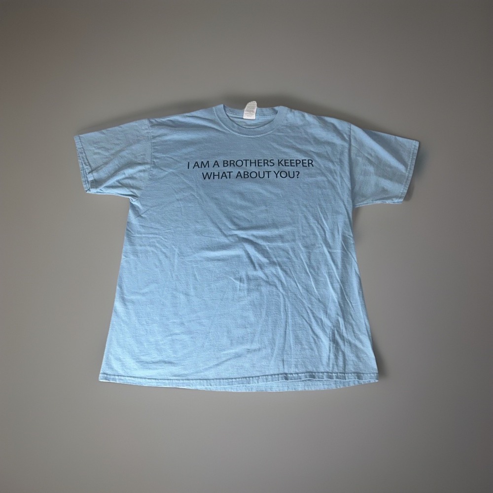 Jerzees James Hardie Brothers Keeper Graphic T Shirt XL Light Blue Heavyweight